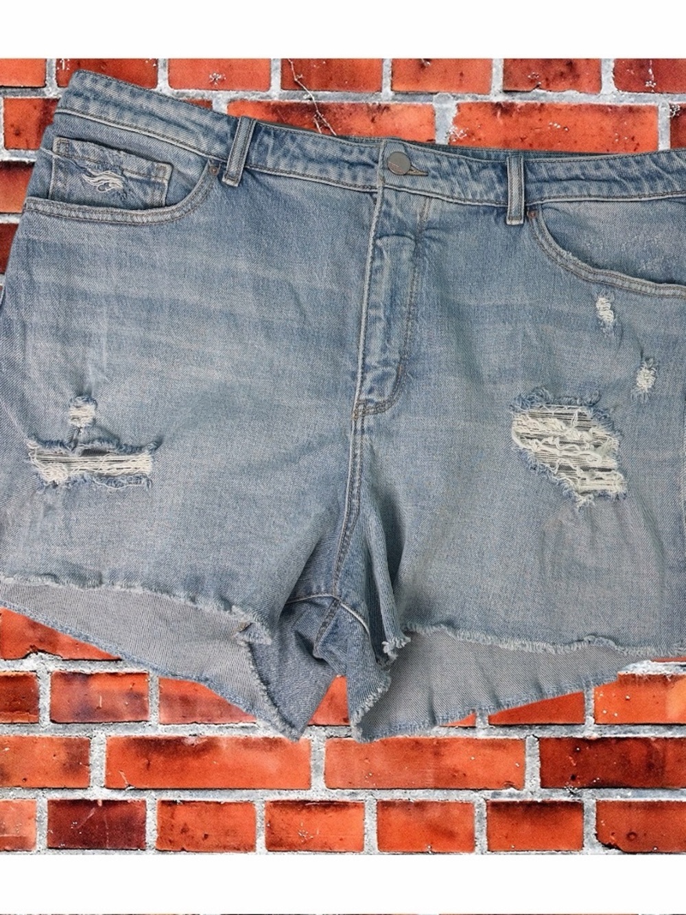 BKE Shorts Womens 36/16 Blue Denim Distressed Cutoff Billie Slim Fit Casual
